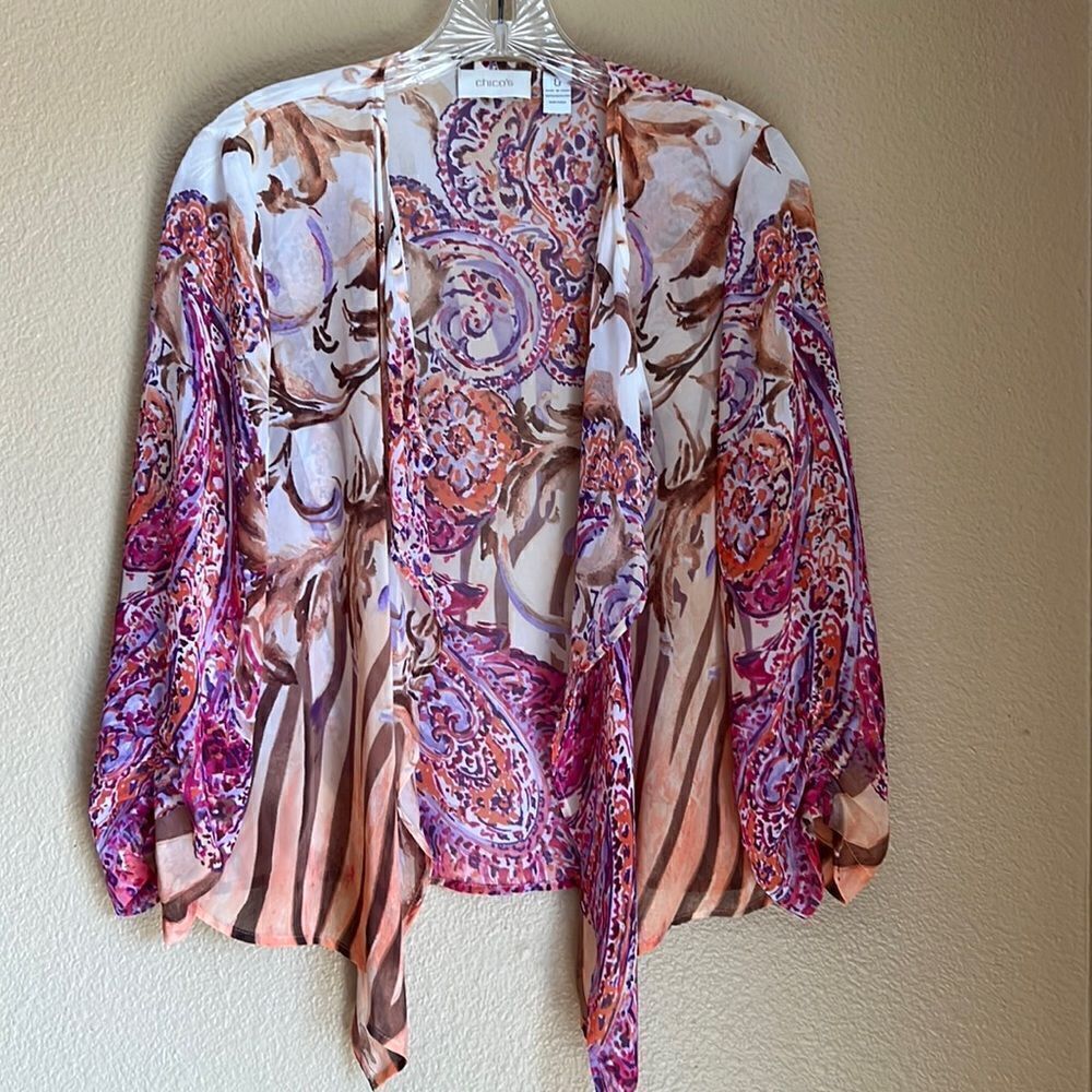 Chico’s sheer colorful open top‎